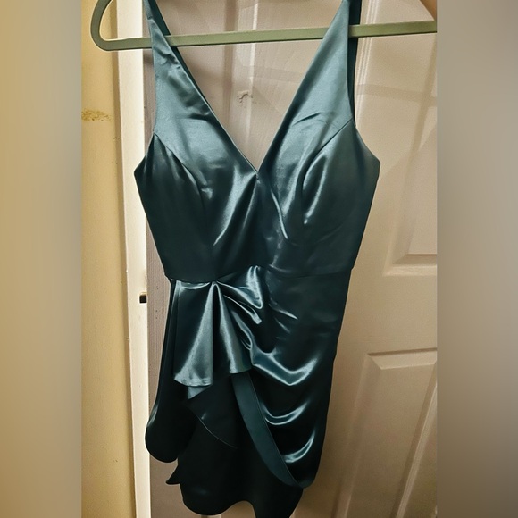 Plunging V-Neck Fitted Mini Dress - Picture 2 of 2